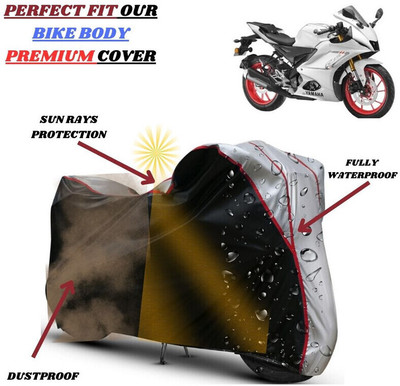 kerwa Waterproof Two Wheeler Cover for Yamaha(R15 V3, Black, Silver)
