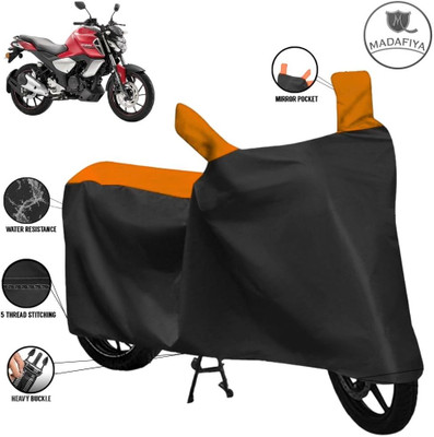 MADAFIYA Waterproof Two Wheeler Cover for Yamaha(FZ S V3, Black, Orange)