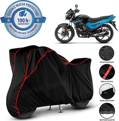 pocket bazar Waterproof Two Wheeler Cover for Hero(Glamour, Black)