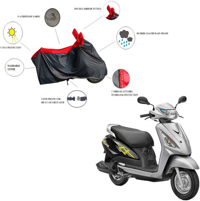 RiderShine Waterproof Two Wheeler Cover for Suzuki(Swish 125, Black, Red)