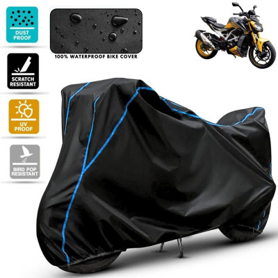 Amikan Waterproof Two Wheeler Cover for TVS(Apache RTR 310, Black, Blue)