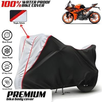 Mwiss Waterproof Two Wheeler Cover for KTM(RC 200, Black, Silver)