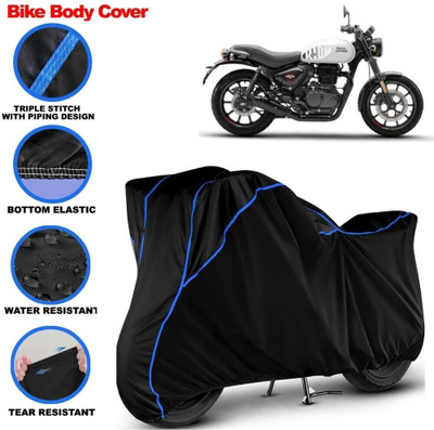 Grizzly Two Wheeler Cover for Royal Enfield(Hunter 350, Black, Blue)