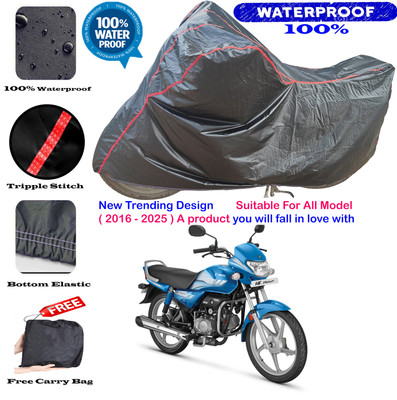 AutoGalaxy Waterproof Two Wheeler Cover for Hero(HF Deluxe Eco, Black, Red)