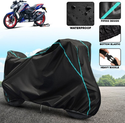 SThanaveX Waterproof Two Wheeler Cover for TVS(Apache RTR 165 RP, Black, Blue)