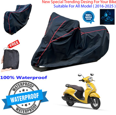 OliverX Waterproof Two Wheeler Cover for Yamaha(Fascino BS6, Black)