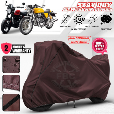 OliverX Waterproof Two Wheeler Cover for Royal Enfield(Hunter 350, Maroon, Black)