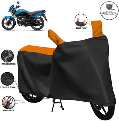 MADAFIYA Waterproof Two Wheeler Cover for Hero(Glamour Programmed FI, Black, Orange)