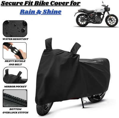 Delphinium Waterproof Two Wheeler Cover for Royal Enfield(Hunter 350, Black)