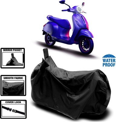 DeepShakshi AUTOMOTIVE Waterproof Two Wheeler Cover for Universal For Bike(Chetak, Black)