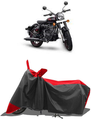 GROFATIK Two Wheeler Cover for Royal Enfield(Classic Stealth Black BS6, Red, Black)
