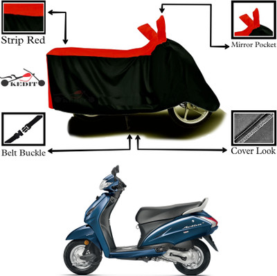 KEDIT Two Wheeler Cover for Honda(Activa 4G, Red, Black)