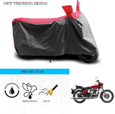 SnehaSales Waterproof Two Wheeler Cover for Royal Enfield(Bullet Electra Twinspark, Grey, Red)