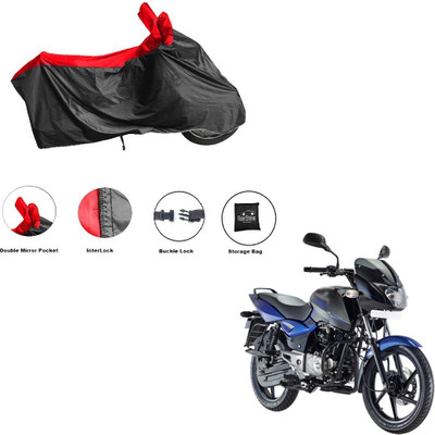 RiderShine Waterproof Two Wheeler Cover for Bajaj(Pulsar 150, Black, Red)