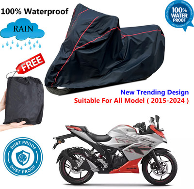 AutoGalaxy Waterproof Two Wheeler Cover for Suzuki(Gixxer, Black, Red)