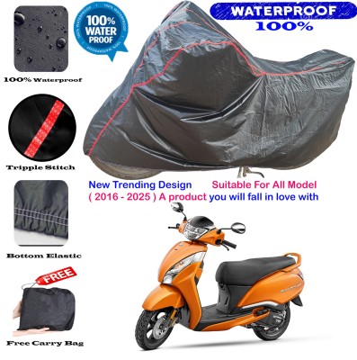 OliverX Waterproof Two Wheeler Cover for TVS(Jupiter 125, Black, Red)