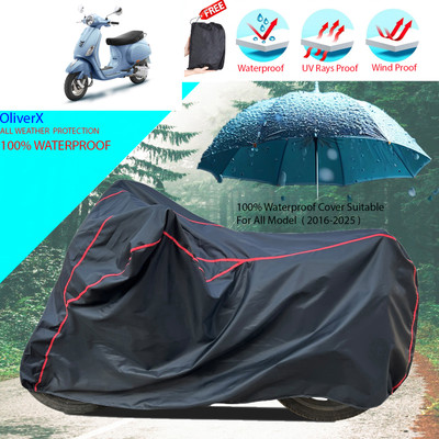 OliverX Waterproof Two Wheeler Cover for Vespa(ZX 125 BS6, Black)