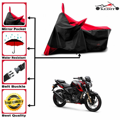 AASHTIK MART Two Wheeler Cover for TVS(Apache RTR 200 4V, Red, Black)