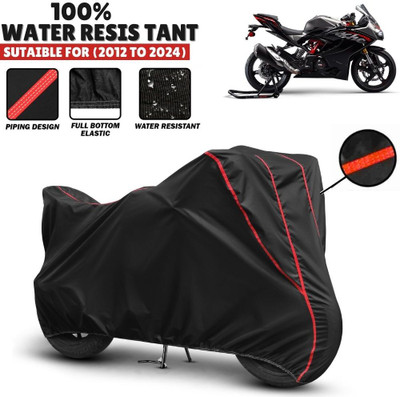 Mwiss Waterproof Two Wheeler Cover for TVS(Apache RTR 310, Black, Red)