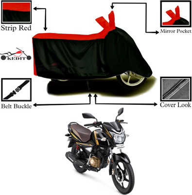KEDIT Two Wheeler Cover for TVS(Victor BS6, Red, Black)