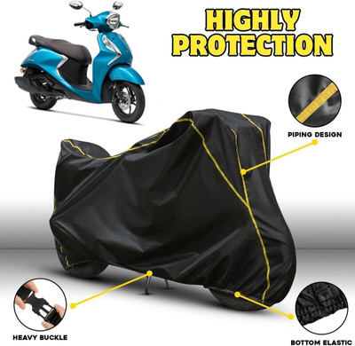 OliverX Waterproof Two Wheeler Cover for Yamaha(Fascino 125, Black, Yellow)