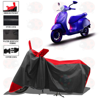 sowelar Waterproof Two Wheeler Cover for Bajaj(Chetak, Red, Black)