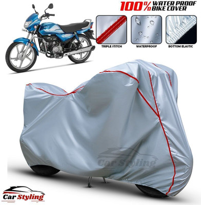 Car Styling Waterproof Two Wheeler Cover for Hero(HF Deluxe, Silver, Red)