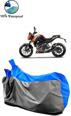 Autofly Waterproof Two Wheeler Cover for KTM(Duke 200, Grey, Blue)