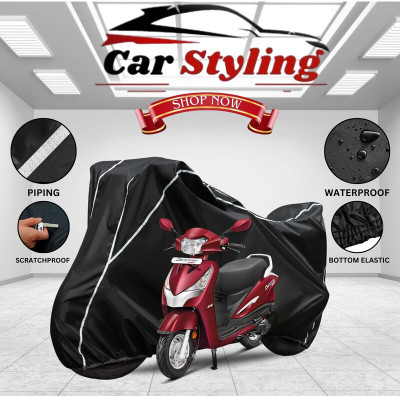 Car Styling Waterproof Two Wheeler Cover for Hero(MotoCorp Destini 125, Black, White)