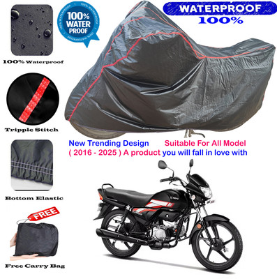 OliverX Waterproof Two Wheeler Cover for Hero(CD deluxe, Black, Red)