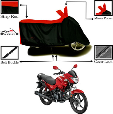 KEDIT Two Wheeler Cover for Hero(Red, Black)