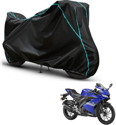 Love Me Two Wheeler Cover for Yamaha(R15S BS6, Black, Blue)