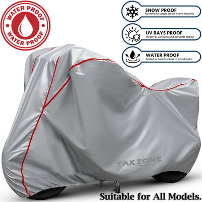 TAXZONE Waterproof Two Wheeler Cover for Bajaj(Pulsar 135 LS DTS-i, Silver, Red)