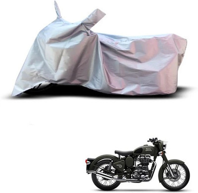 Varnwal E Commerce Waterproof Two Wheeler Cover for Royal Enfield(Battle, Silver)