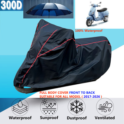 AutoGalaxy Waterproof Two Wheeler Cover for Vespa(ZX 125 BS6, Black, Red)