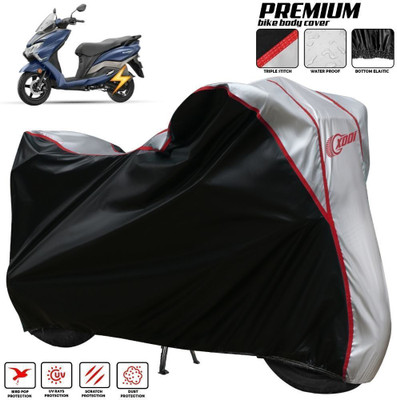 xodi Waterproof Two Wheeler Cover for Suzuki(Burgman Electric, Silver, Black)