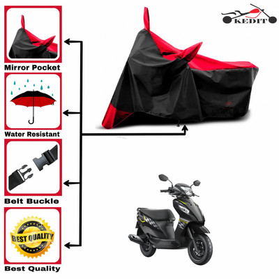 KEDIT Two Wheeler Cover for Suzuki(Let's, Red, Black)