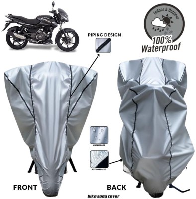 MADAFIYA Two Wheeler Cover for Bajaj(Pulsar 150 DTS-i, Silver, Black)