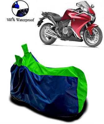 Autofly Waterproof Two Wheeler Cover for Honda(VFR 1200F, Blue, Green)