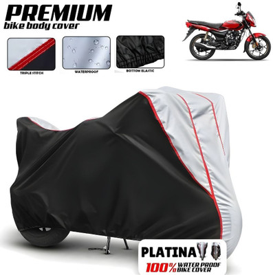 Mwiss Waterproof Two Wheeler Cover for Bajaj(Platina 110, Black, Silver)