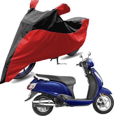 RiderShine Two Wheeler Cover for Suzuki(Access, Red, Black)
