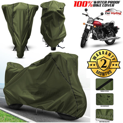 Car Styling Waterproof Two Wheeler Cover for Royal Enfield(Bullet 350, Green, Black)