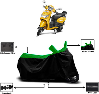 Amexride Two Wheeler Cover for Hero(Pleasure+ 110, Green, Black)