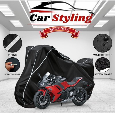 Car Styling Waterproof Two Wheeler Cover for Kawasaki(Ninja 650, Black, White)