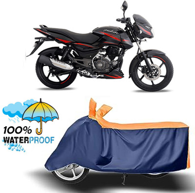 ROYAL AUTO MART Waterproof Two Wheeler Cover for Bajaj(Pulsar 150, Orange, Blue)