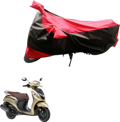 Mdstar Waterproof Two Wheeler Cover for Yamaha(Fascino, Black, Red)