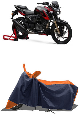 SUGASHRI Waterproof Two Wheeler Cover for TVS(Apache RTR 200 Fi E100, Orange, Blue)