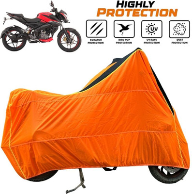 ZAQE Waterproof Two Wheeler Cover for Bajaj(Pulsar 180NS BS6, Black, Orange)