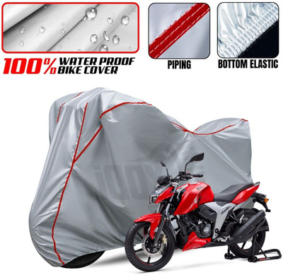 xodi Waterproof Two Wheeler Cover for TVS(Apache RTR 160, Silver, Red)