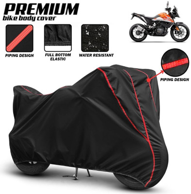 Mwiss Waterproof Two Wheeler Cover for KTM(390 Adventure, Black, Red)